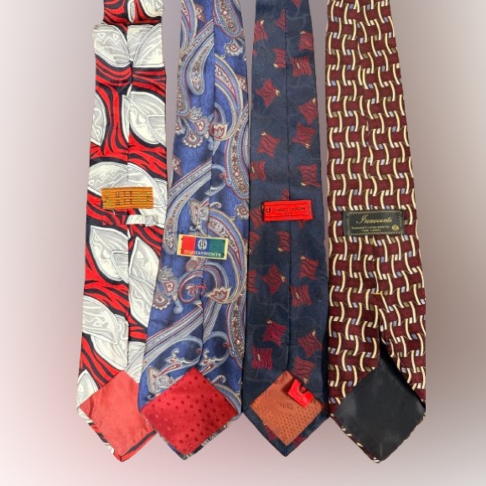 Mens Tie Bundle 4 Silk Ties Paisley Geometric Tutto Matto Charles Jourdan +++
